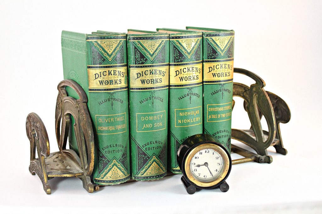 pretty antique books corralled by a nice pair of bookends - one of 8 picks for this week's Friday Favorites