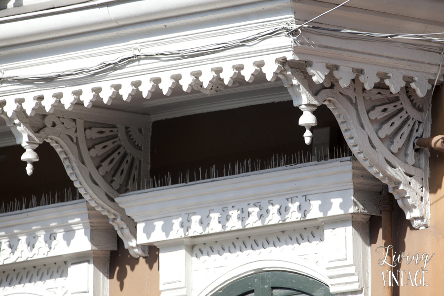 some of the beautiful corbels we spotted in New Orleans - hop over to Living Vintage to see more!