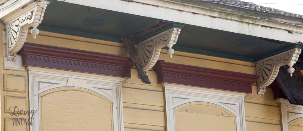 some of the beautiful corbels we spotted in New Orleans - hop over to Living Vintage to see more!