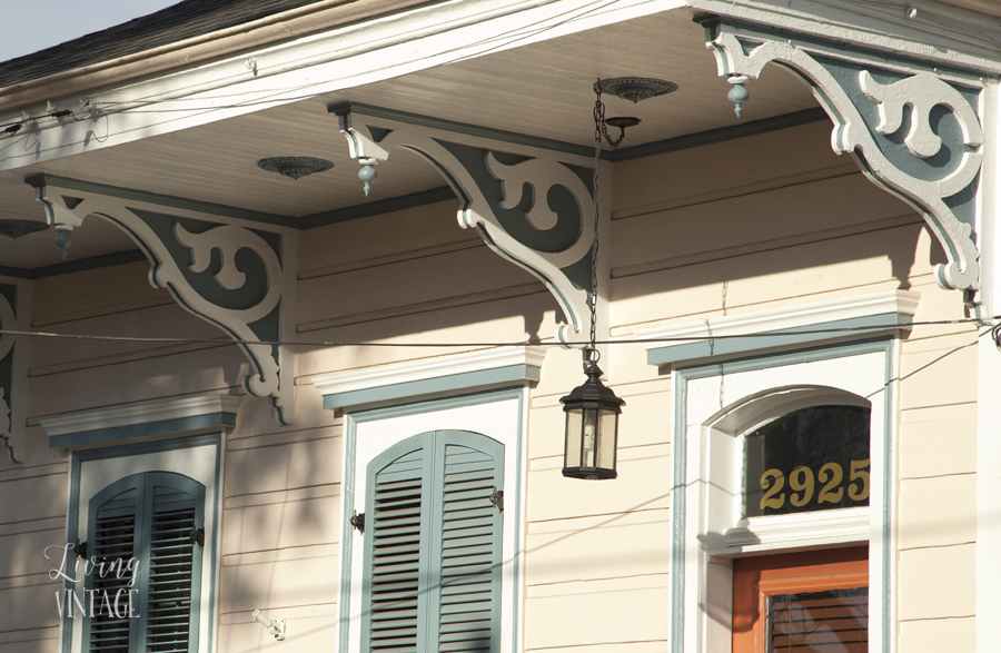 some of the beautiful corbels we spotted in New Orleans - hop over to Living Vintage to see more!