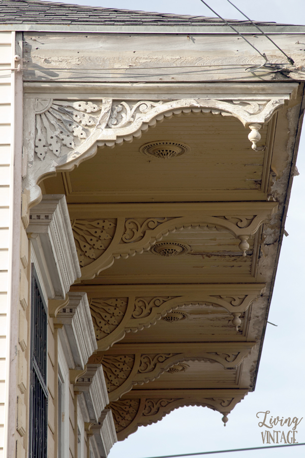 some of the beautiful corbels we spotted in New Orleans - hop over to Living Vintage to see more!