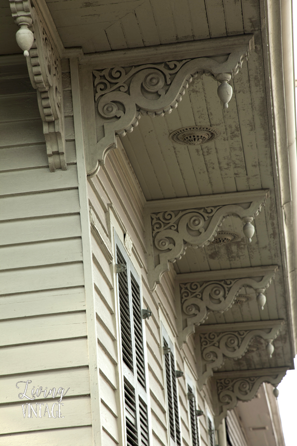 some of the beautiful corbels we spotted in New Orleans - hop over to Living Vintage to see more!