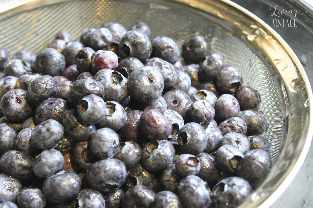 a closeup of cleaned blueberries