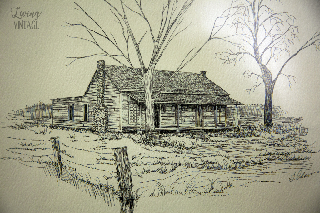 an illustration of an old house in Cherokee County, Texas