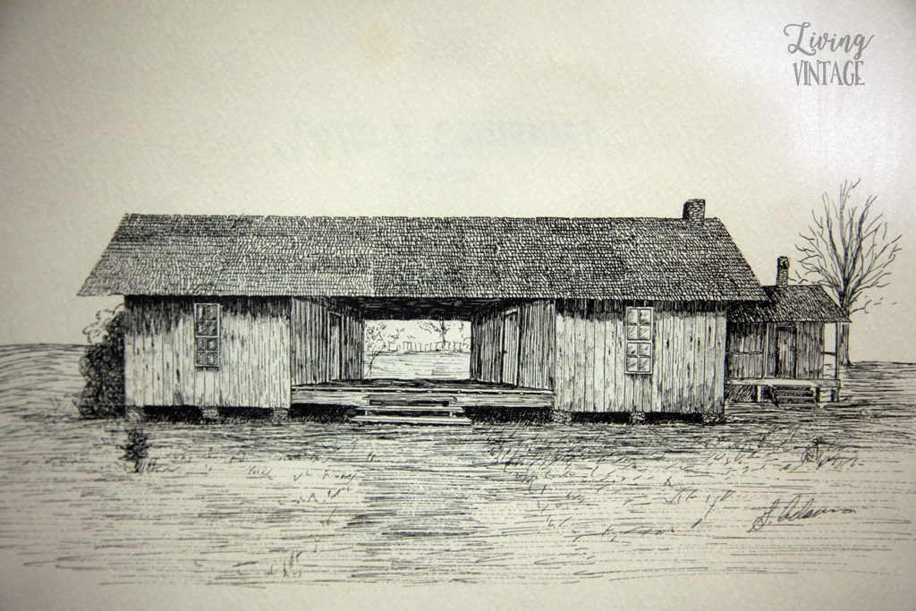 an illustration of an old house in Cherokee County, Texas