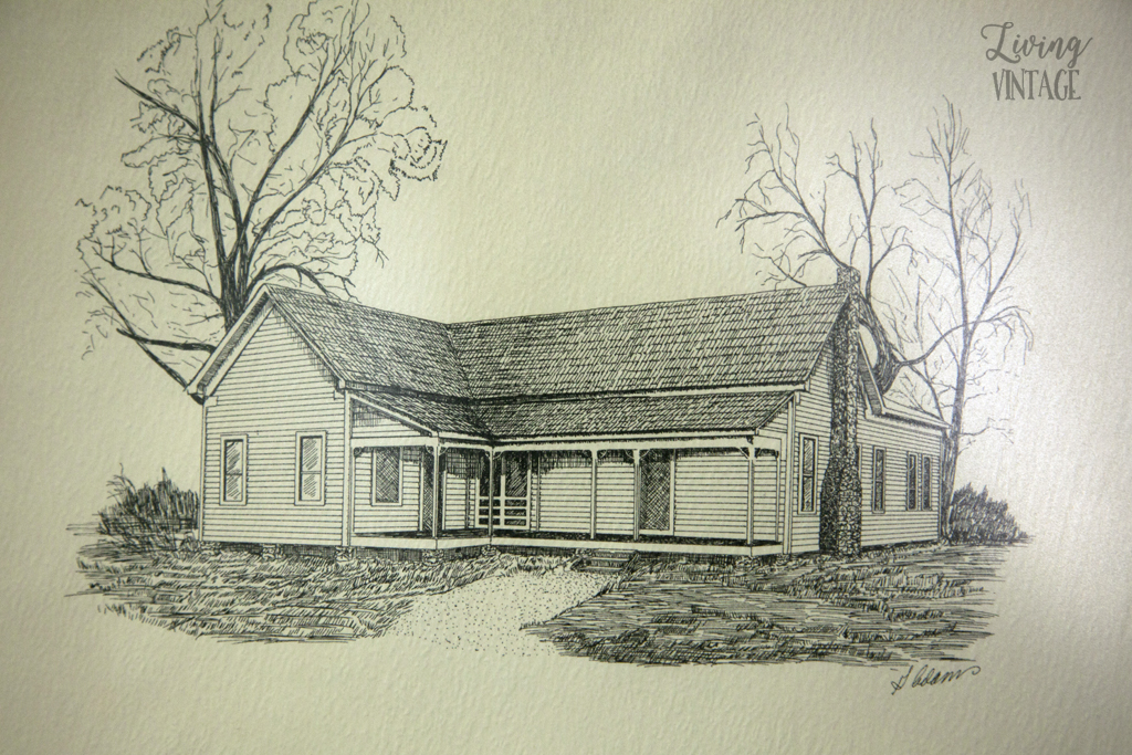 an illustration of an old house in Cherokee County, Texas