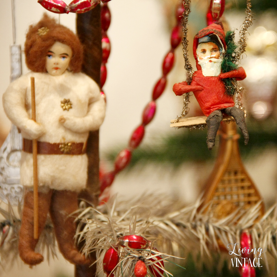 detail of antique Christmas decorations