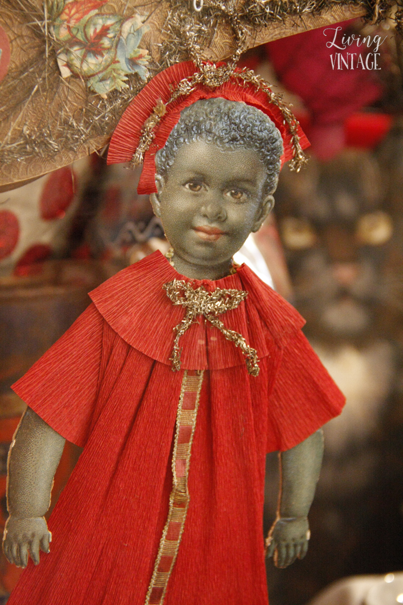 a precious black angel, part of an elaborate Christmas collection