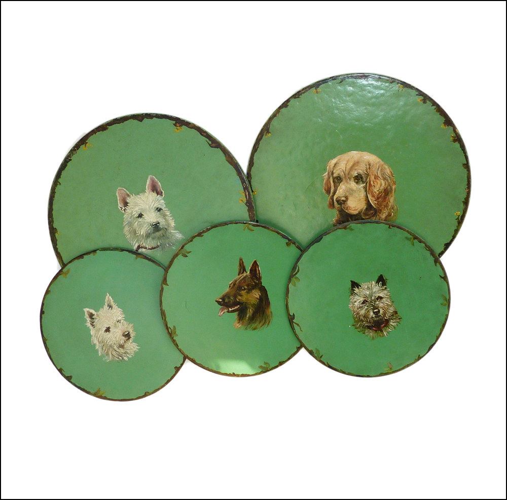 wonderful dog graphics on these vintage coasters