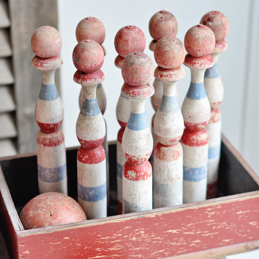 charming antique wooden skittles